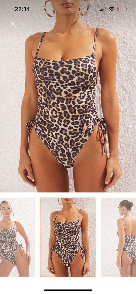 Leopar Desenli Mini Dantel Detaylı Kadın Mayo - Görsel 4