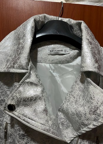 Yılan Desenli gümüş Kısa Ceket - Görsel 3