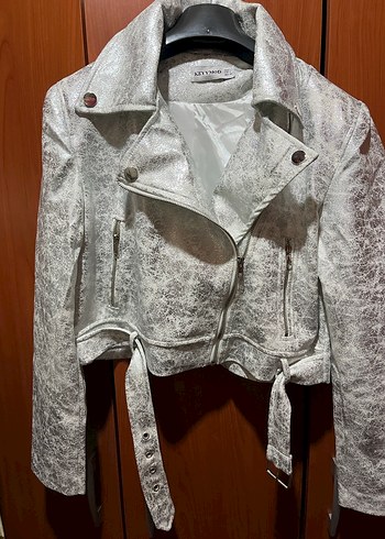 Yılan Desenli gümüş Kısa Ceket - Görsel 2