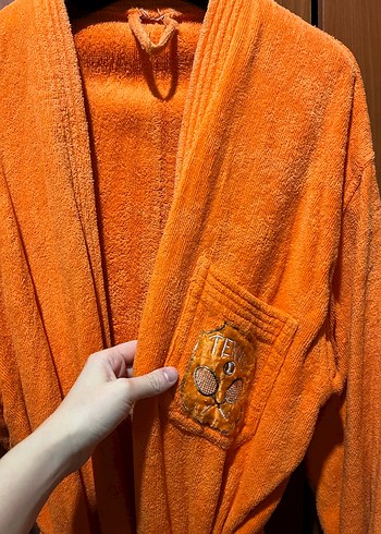 Turuncu Nakışlı Bohem Bornoz - Görsel 3