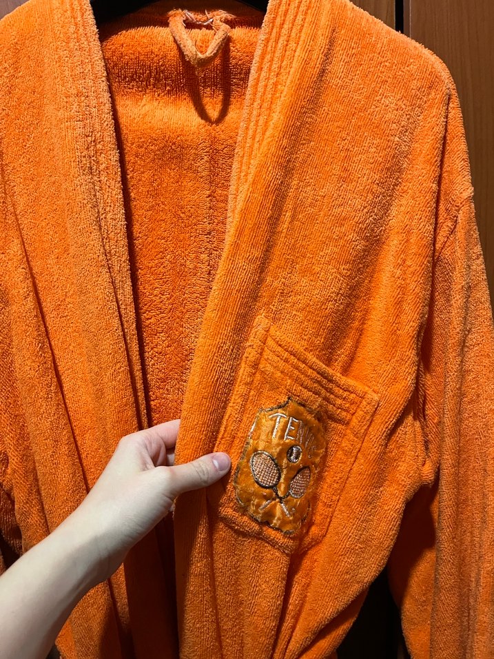 Turuncu Nakışlı Bohem Bornoz - Görsel 3