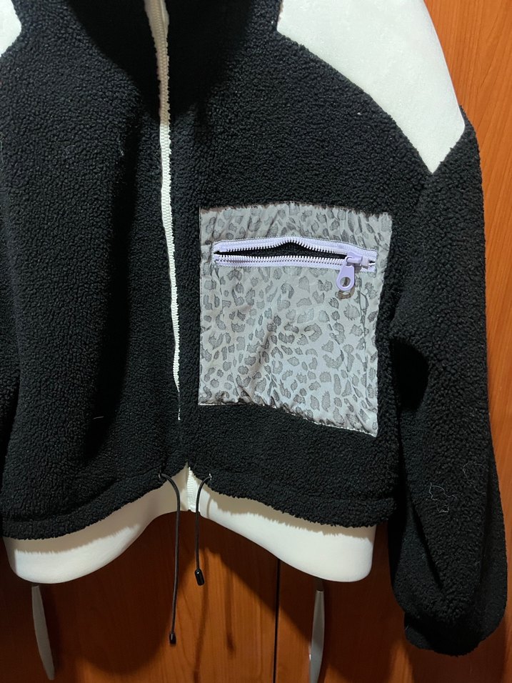 Yüksek Yakalı Siyah Mini Fermuarlı Ceket - Görsel 5