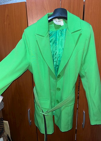 Yeşil Uzun Kadın Blazer Ceket - Görsel 2