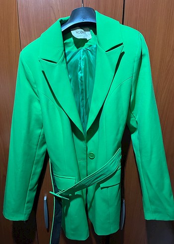 Yeşil Uzun Kadın Blazer Ceket - Görsel 3