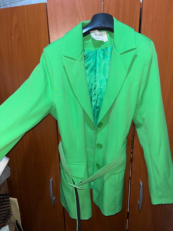 Yeşil Uzun Kadın Blazer Ceket - Görsel 2