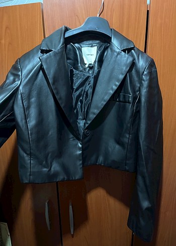 Kadın Siyah Deri Mini Ceket - Görsel 2