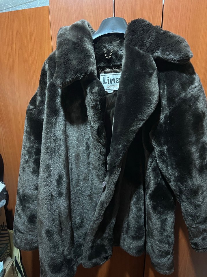 Kahverengi Kürk Detaylı Midi Kadın Mont - Görsel 4