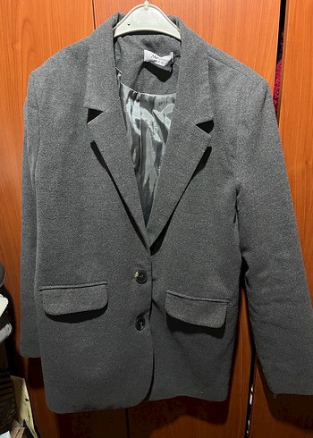 Gri Düğmeli Kadın Blazer Ceket - Görsel 4
