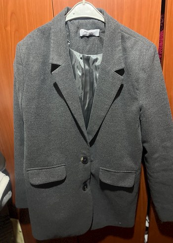 Gri Düğmeli Kadın Blazer Ceket - Görsel 2