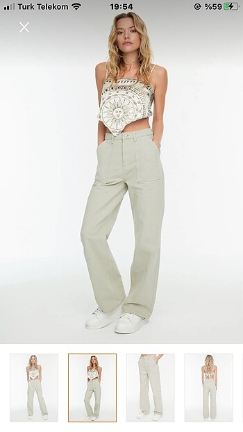 TRENDYOLMİLLA Taş cep detaylı yüksek bel wide leg jeans