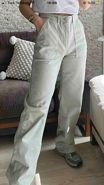 38 Beden TRENDYOLMİLLA Taş cep detaylı yüksek bel wide leg jeans