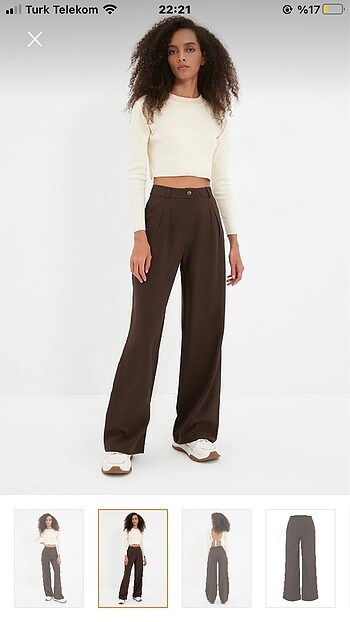 Trendyol & Milla Trendyolmilla Kahverengi Wide Leg Geniş paça pilili dokuma pant