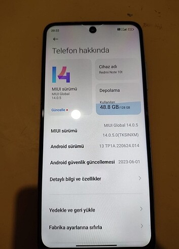 Redmi not 10t 5g 128 GB 4+2 ram 