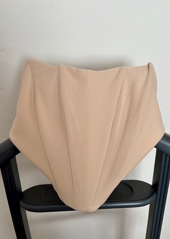 Bej Straplez Büstiyer Midi Boy - Görsel 2