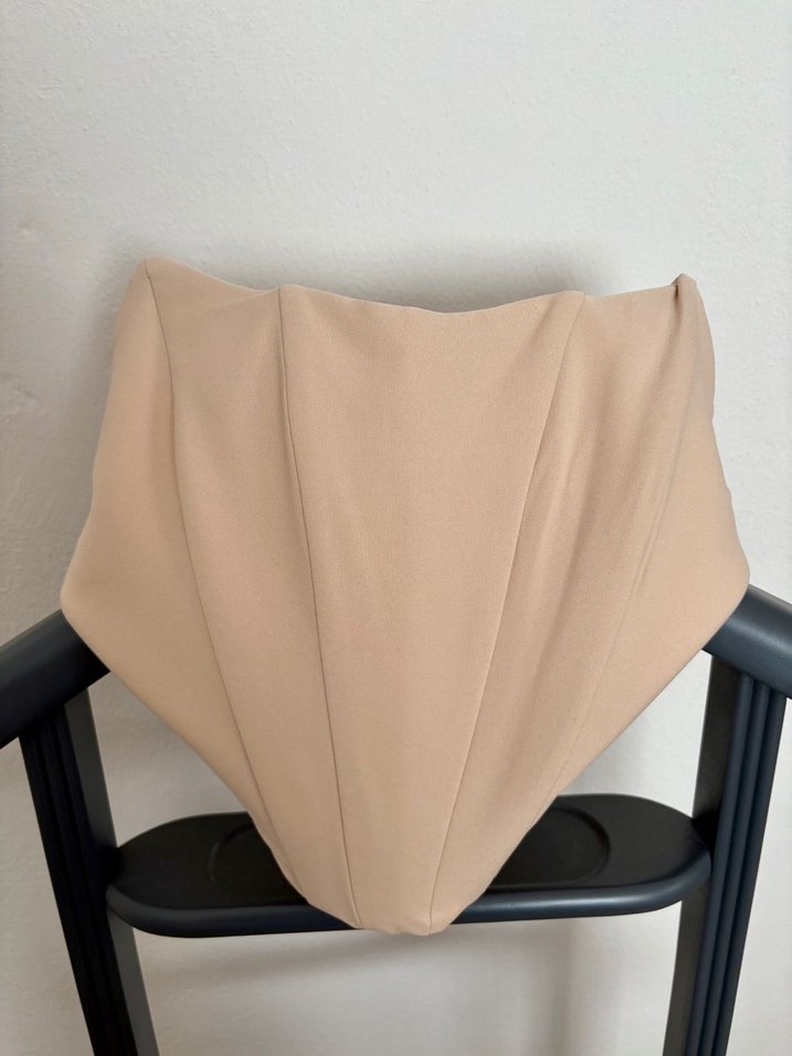 Bej Straplez Büstiyer Midi Boy - Görsel 2