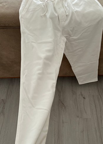 Erkek Beyaz keten Pamuklu pantolon