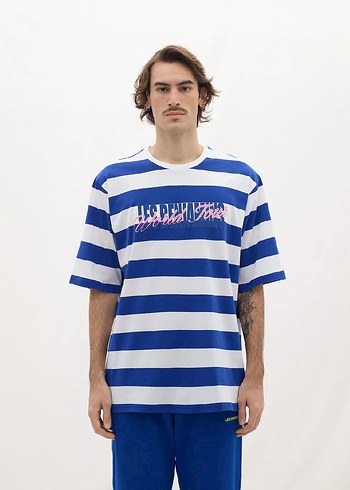 Les Benjamins Mavi Beyaz Cizgili Oversize Tisort Tshirt