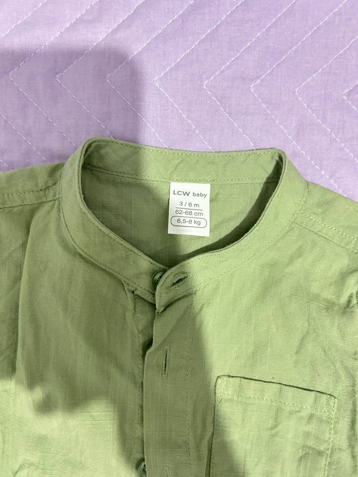 Yeşil Keten Erkek Çocuk Gömlek - Görsel 2