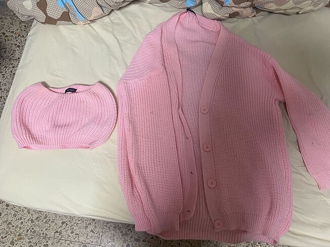 2 li pembe takım hırka