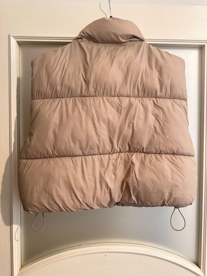 Bej Yüksek Yakalı Kadın Şişme Yelek - Görsel 3