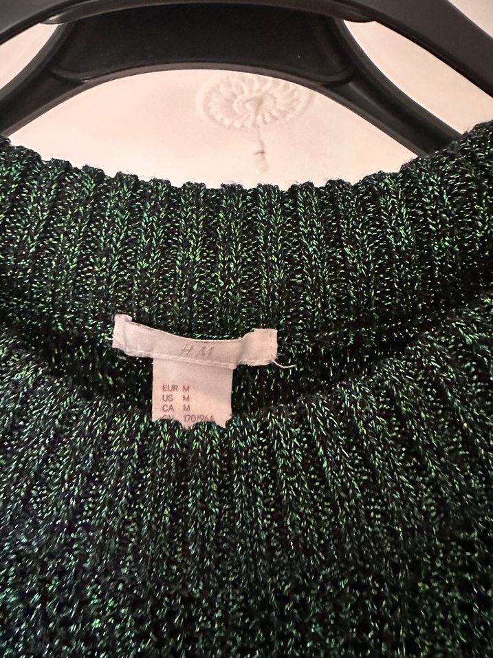 Uzun Kollu Yeşil Triko Kadın Kazak - Görsel 2