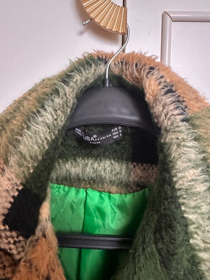 Düğmeli Haki Midi Yün Kadın Kaban - Görsel 2