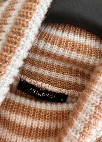 Bej Kadın Örgü Kısa Sweatshirt - Görsel 3