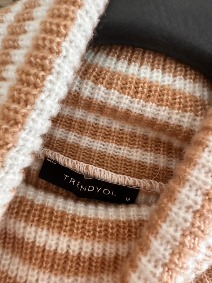 Bej Kadın Örgü Kısa Sweatshirt - Görsel 3