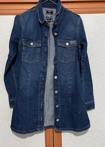 Kadın Lacivert Denim Ceket veya kot elbise olarak kullanılabilir