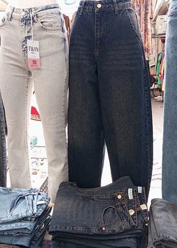 Gri Bağlamalı Düğmeli Kadın Denim Pantolon
