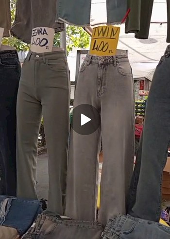 Trendyol & Milla Gri Bol Kesim Midi Kot Pantolon