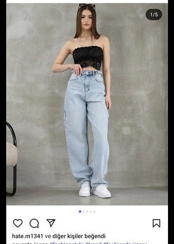 s Beden gri Renk Gri Loose Fit Midi Kot Pantolon