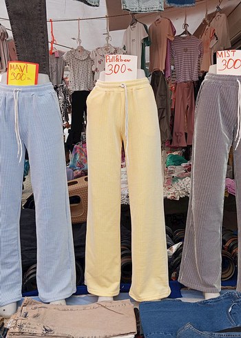 Trendyol & Milla Gri Pilili Pamuk Kadın Pantolon yazlık