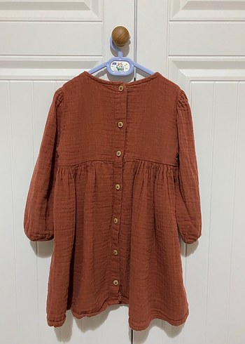 Kız Çocuk Kahverengi Nakışlı Bohem Elbise - Görsel 2