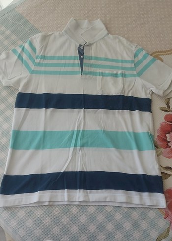 Erkek Pastel Renkli Çizgili Polo Tişört