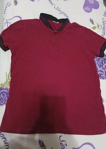 Bordo Düğmeli Polo Tişört - Görsel 2