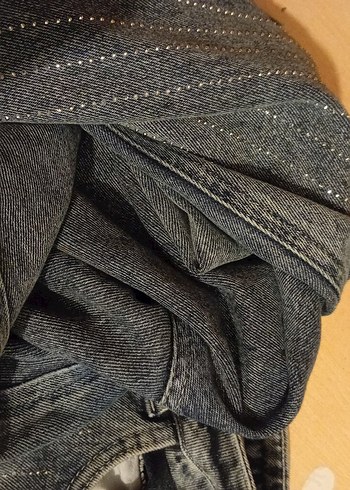 44 Beden gri Renk Düğmeli Rahat Kesim Kadın Kot Pantolon