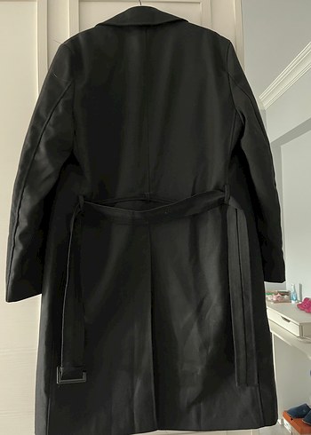 Siyah Uzun erkek  Kaban Düğmeli Yaka Detaylı - Görsel 4