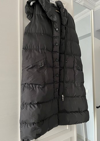 Düğmeli Siyah Midi Kadın Yelek - Görsel 4