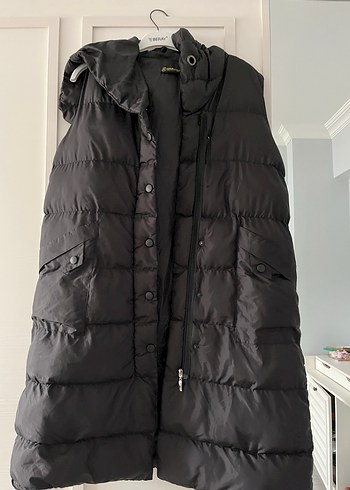 Düğmeli Siyah Midi Kadın Yelek - Görsel 2