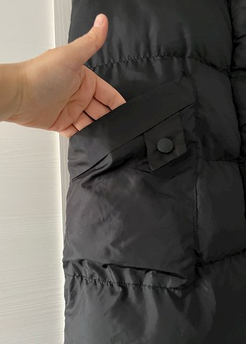 Düğmeli Siyah Midi Kadın Yelek - Görsel 3