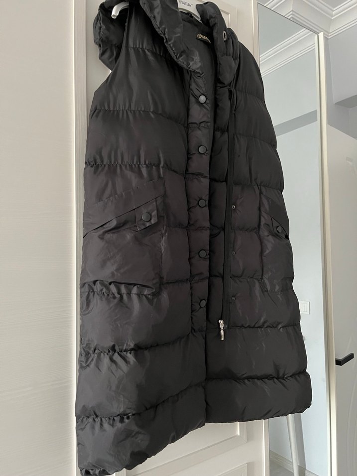 Düğmeli Siyah Midi Kadın Yelek - Görsel 4