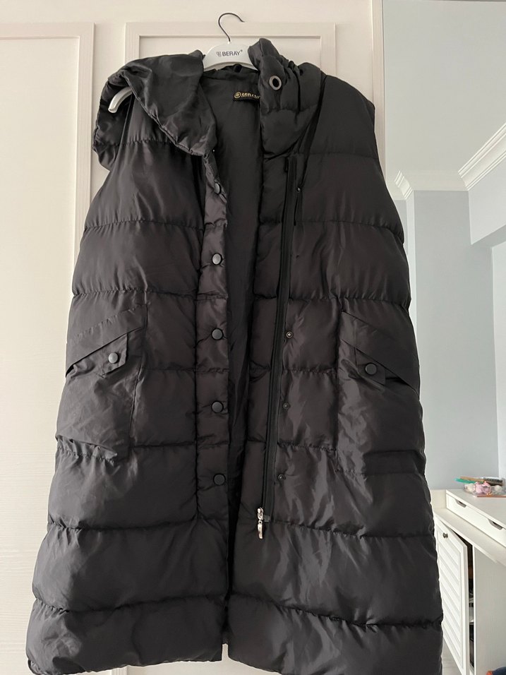 Düğmeli Siyah Midi Kadın Yelek - Görsel 2