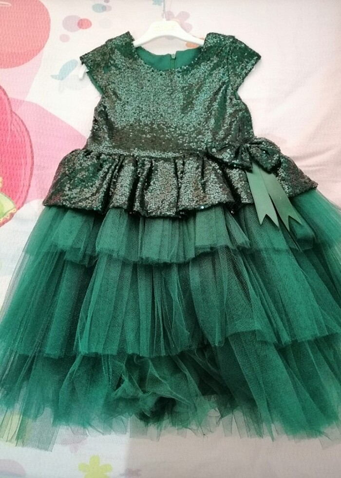 Mixie Kız Çocuk Yeşil Pulpayetli Abiye Elbise  - Görsel 2