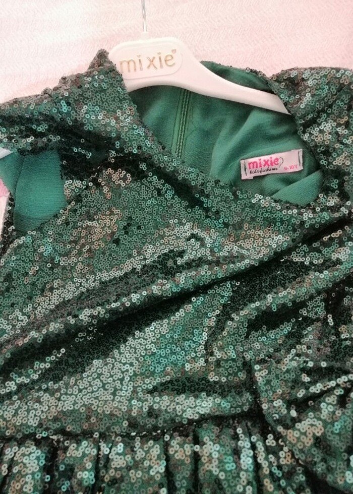 Mixie Kız Çocuk Yeşil Pulpayetli Abiye Elbise  - Görsel 3