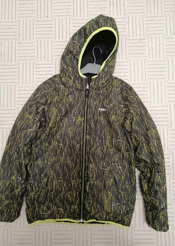 Kapüşonlu Siyah Baskılı Erkek Mont - Görsel 2