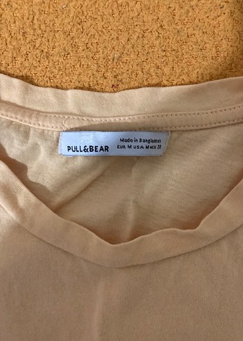Pull and Bear Bej Kısa Kollu Baskılı Kadın Tişört