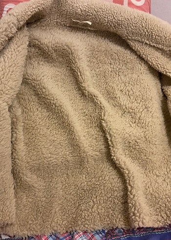 s Beden Kahverengi Kadın Süet Kısa Peluş Detaylı Mont