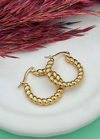 Beden altın Renk Çelik gold küpe