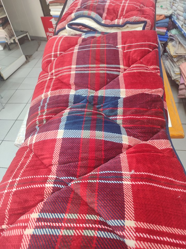 Bordo Ekose Desenli Merinos Yorgan Seti - Görsel 3